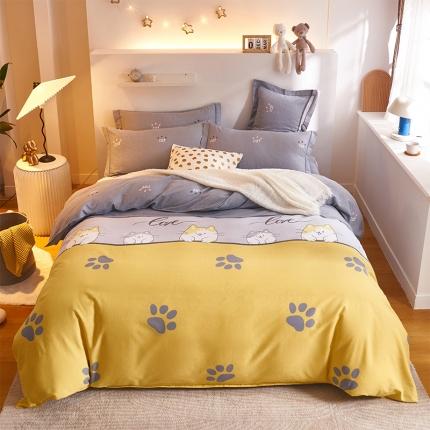 91家纺网 家纺一手货源 找家纺 喷气AB版生态加厚长绒棉纯棉全棉磨毛印花四件套三件套直播