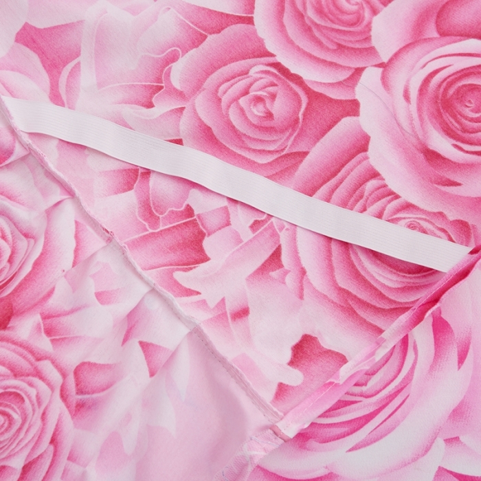 91家纺网 家纺一手货源 找家纺 艾裙海床笠 2025新款韩版蕾丝单床裙玫瑰情缘-红