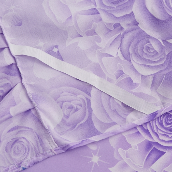 91家纺网 家纺一手货源 找家纺 艾裙海床笠 2025新款韩版蕾丝单床裙玫瑰情缘-紫