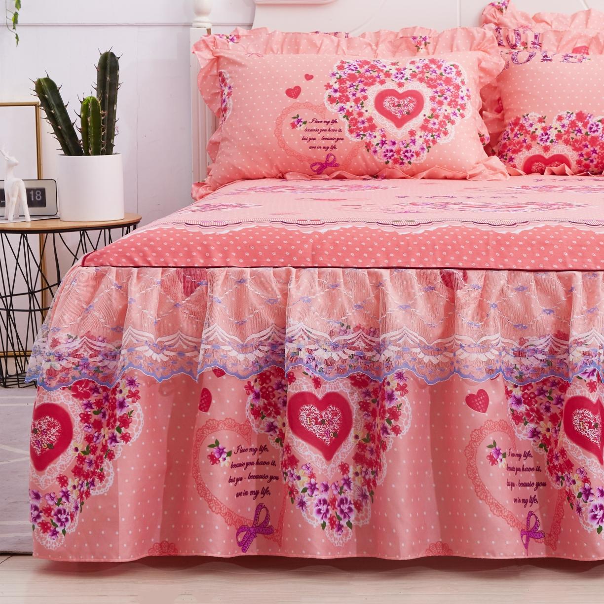 91家纺网 家纺一手货源 找家纺 艾裙海床笠 2025新款韩版蕾丝单床裙甜蜜蜜