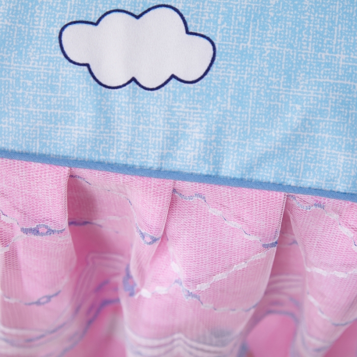 91家纺网 家纺一手货源 找家纺 艾裙海床笠 2025新款韩版蕾丝单床裙悠闲小鸭-蓝