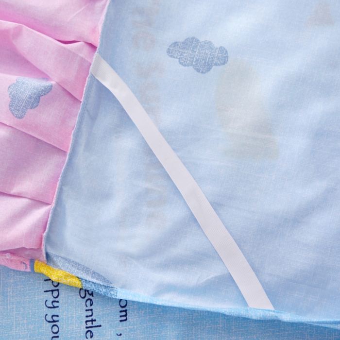 91家纺网 家纺一手货源 找家纺 艾裙海床笠 2025新款韩版蕾丝单床裙悠闲小鸭-蓝