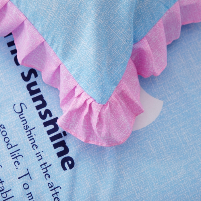 91家纺网 家纺一手货源 找家纺 艾裙海床笠 2025新款韩版蕾丝单床裙悠闲小鸭-蓝