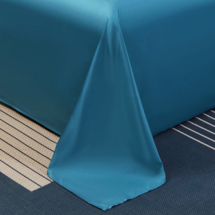 91家纺网 家纺一手货源 找家纺 芊寻家居 2024新款100支长绒棉典雅系列四件套 冰川蓝