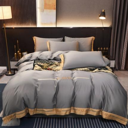 芊寻家居 2024新款100支长绒棉典雅系列四件套 帝王灰