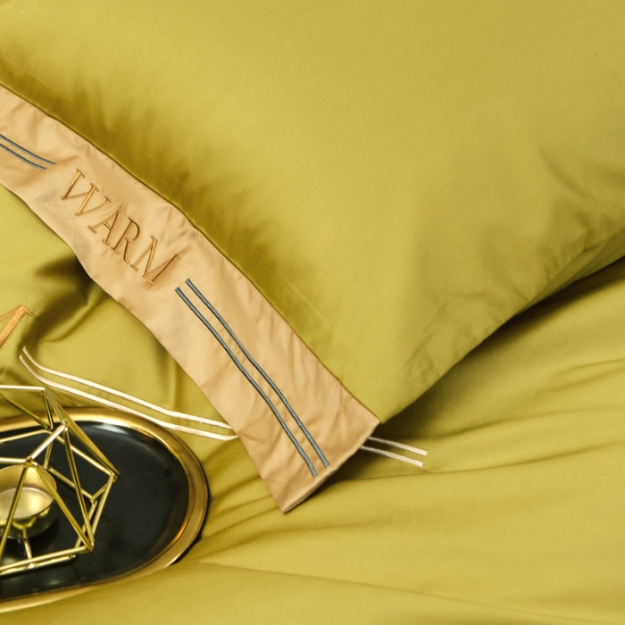 91家纺网 家纺一手货源 找家纺 芊寻家居 2024新款100支长绒棉典雅系列四件套 米亚黄