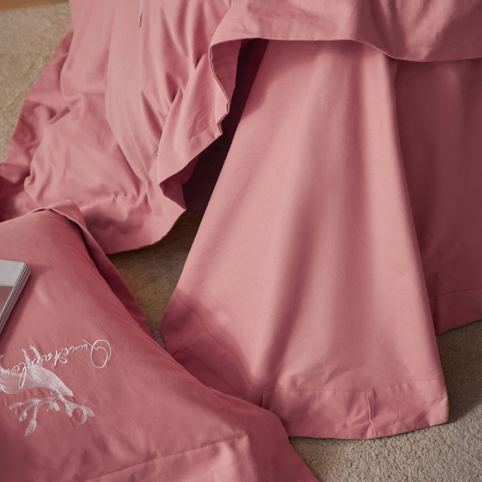 91家纺网 家纺一手货源 找家纺 威克凯丽2021新款秋冬绣花3221磨毛四件套奥兰多-红豆沙