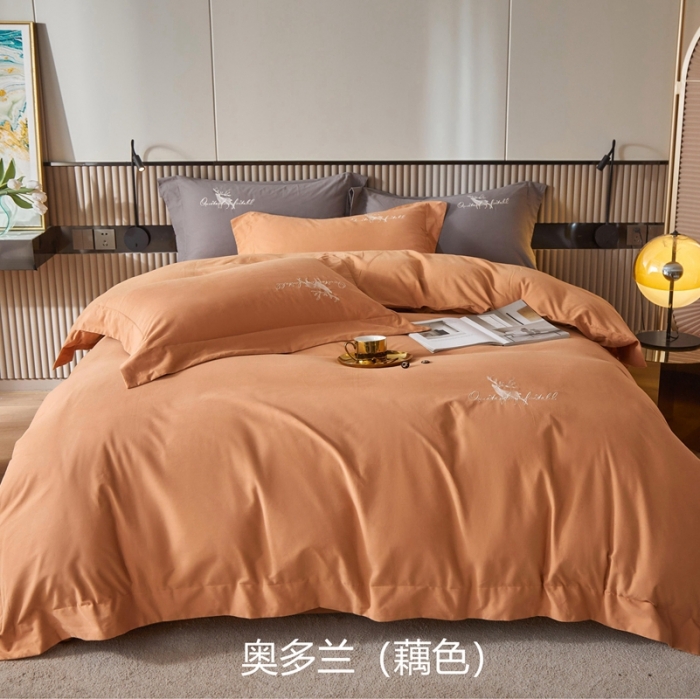 91家纺网 家纺一手货源 找家纺 威克凯丽2021新款秋冬绣花3221磨毛四件套奥兰多-藕色