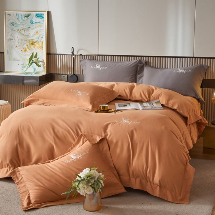 91家纺网 家纺一手货源 找家纺 威克凯丽2021新款秋冬绣花3221磨毛四件套奥兰多-藕色