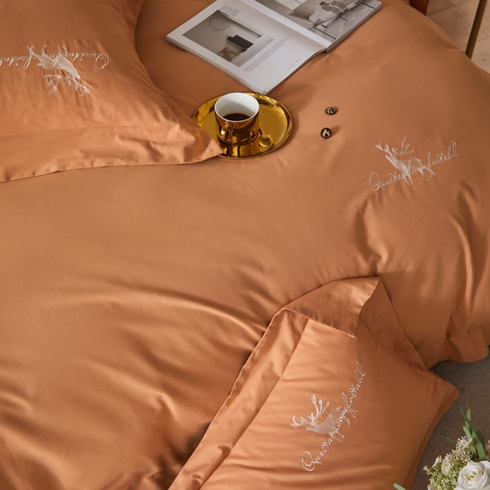 91家纺网 家纺一手货源 找家纺 威克凯丽2021新款秋冬绣花3221磨毛四件套奥兰多-藕色