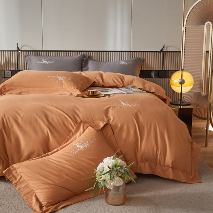 91家纺网 家纺一手货源 找家纺 威克凯丽2021新款秋冬绣花3221磨毛四件套奥兰多-藕色