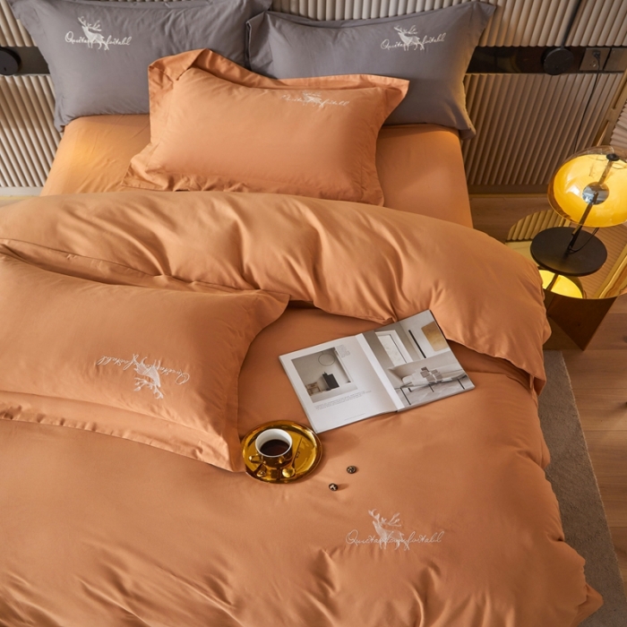 91家纺网 家纺一手货源 找家纺 威克凯丽2021新款秋冬绣花3221磨毛四件套奥兰多-藕色