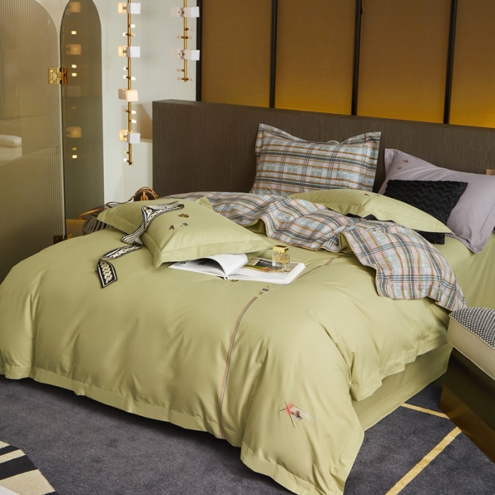 91家纺网 家纺一手货源 找家纺 威克凯丽 秋冬绣花3636磨毛四件套 梦幻天空-淡绿