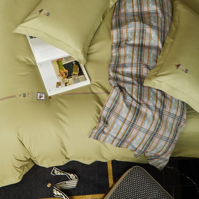 91家纺网 家纺一手货源 找家纺 威克凯丽 秋冬绣花3636磨毛四件套 梦幻天空-淡绿