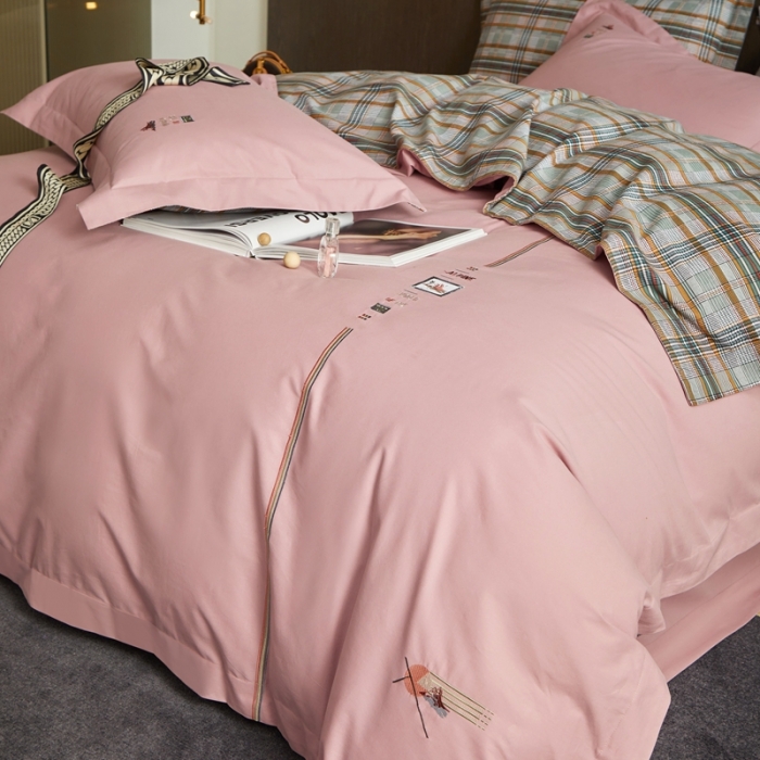 91家纺网 家纺一手货源 找家纺 威克凯丽 秋冬绣花3636磨毛四件套 梦幻天空-豆沙