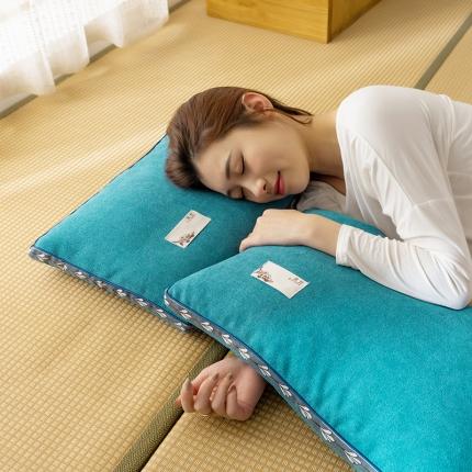 91家纺网 家纺一手货源 找家纺 梦叶草 2022新款麻绒全荞麦枕 猫眼绿