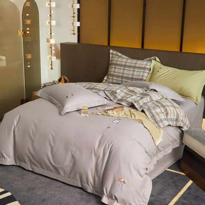 91家纺网 家纺一手货源 找家纺 威克凯丽 秋冬绣花3636磨毛四件套 梦幻天空-高级灰