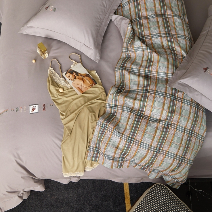 91家纺网 家纺一手货源 找家纺 威克凯丽 秋冬绣花3636磨毛四件套 梦幻天空-高级灰