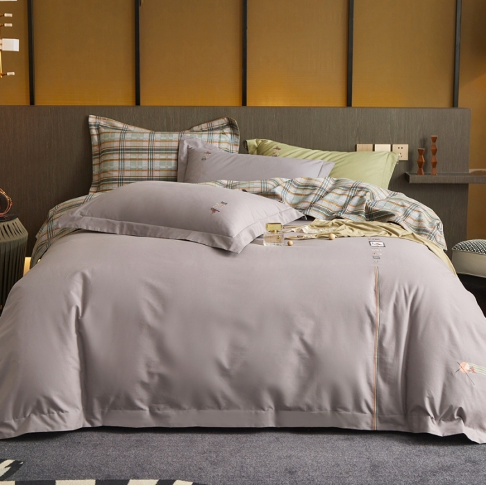 91家纺网 家纺一手货源 找家纺 威克凯丽 秋冬绣花3636磨毛四件套 梦幻天空-高级灰