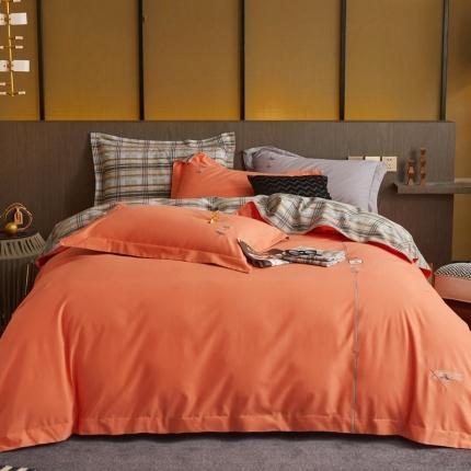 91家纺网 家纺一手货源 找家纺 威克凯丽 秋冬绣花3636磨毛四件套 梦幻天空-桔色