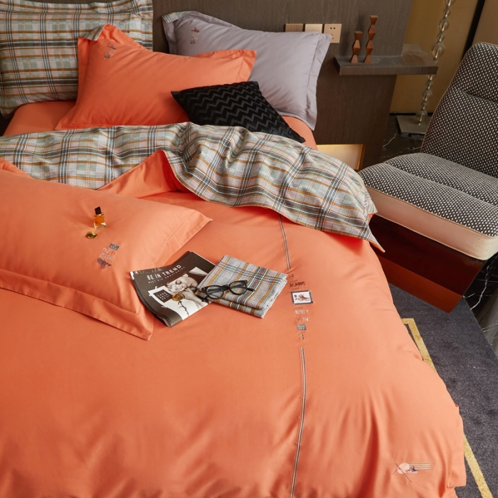 91家纺网 家纺一手货源 找家纺 威克凯丽 秋冬绣花3636磨毛四件套 梦幻天空-桔色