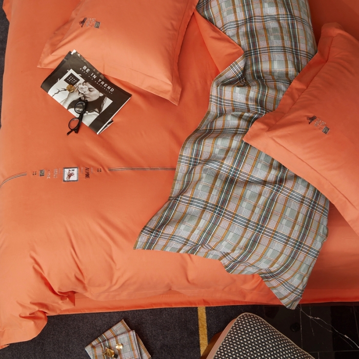 91家纺网 家纺一手货源 找家纺 威克凯丽 秋冬绣花3636磨毛四件套 梦幻天空-桔色