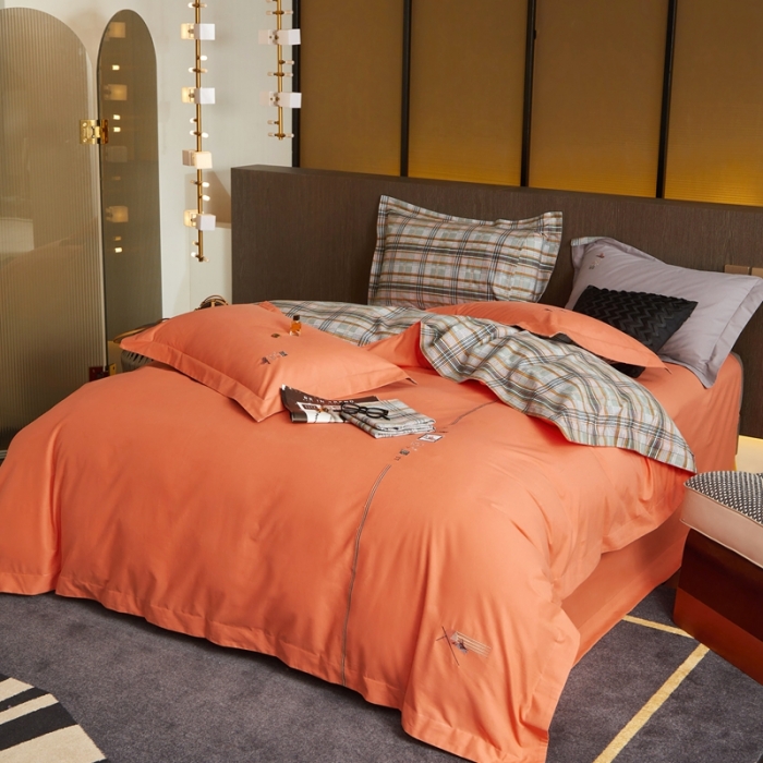 91家纺网 家纺一手货源 找家纺 威克凯丽 秋冬绣花3636磨毛四件套 梦幻天空-桔色