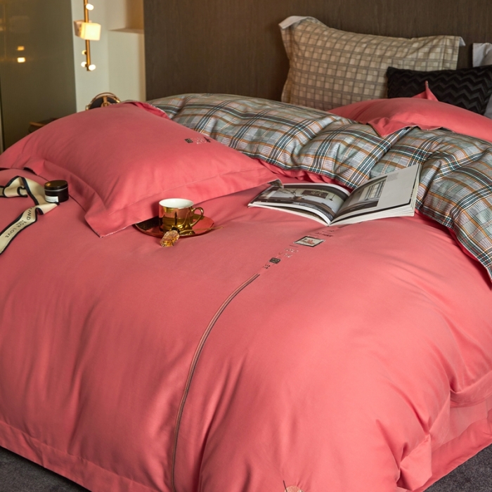 91家纺网 家纺一手货源 找家纺 威克凯丽 秋冬绣花3636磨毛四件套 梦幻天空-西瓜红