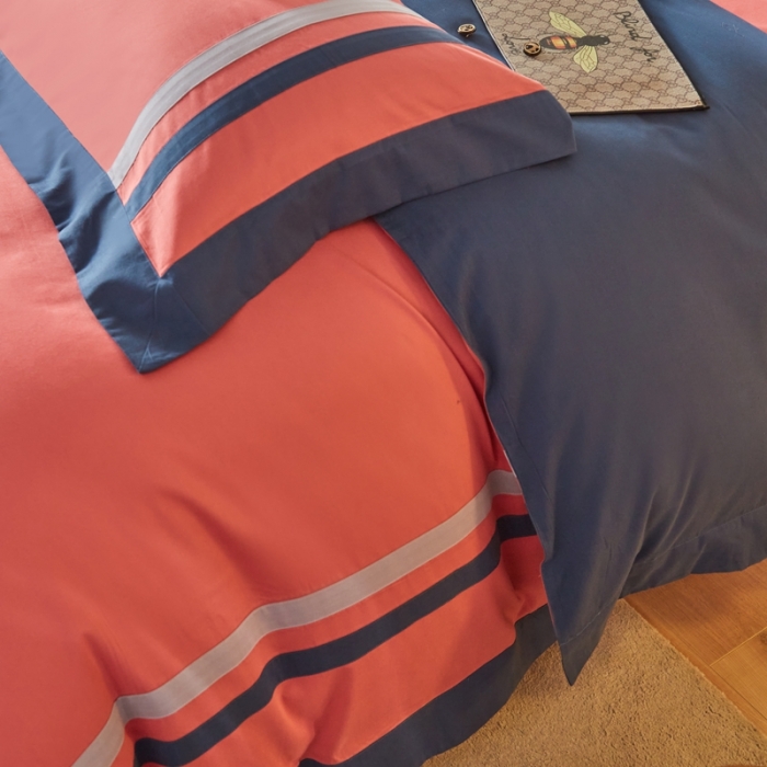 91家纺网 家纺一手货源 找家纺 威克凯丽 秋冬拼接4032磨毛四件套 美丽心语-豆沙粉