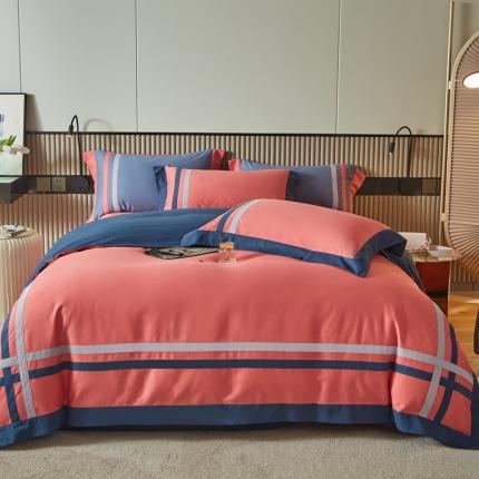 威克凯丽 秋冬拼接4032磨毛四件套 美丽心语-豆沙粉