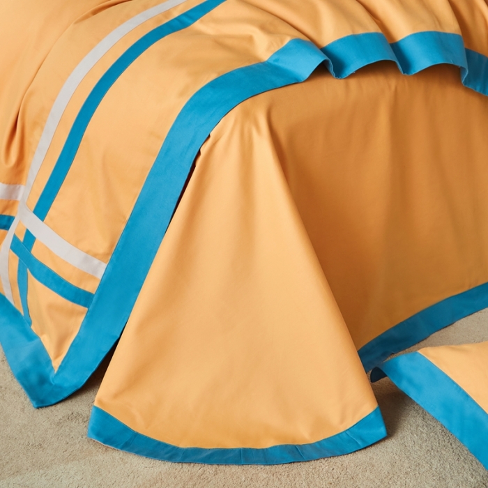 91家纺网 家纺一手货源 找家纺 威克凯丽 秋冬拼接4032磨毛四件套 美丽心语-柠檬黄