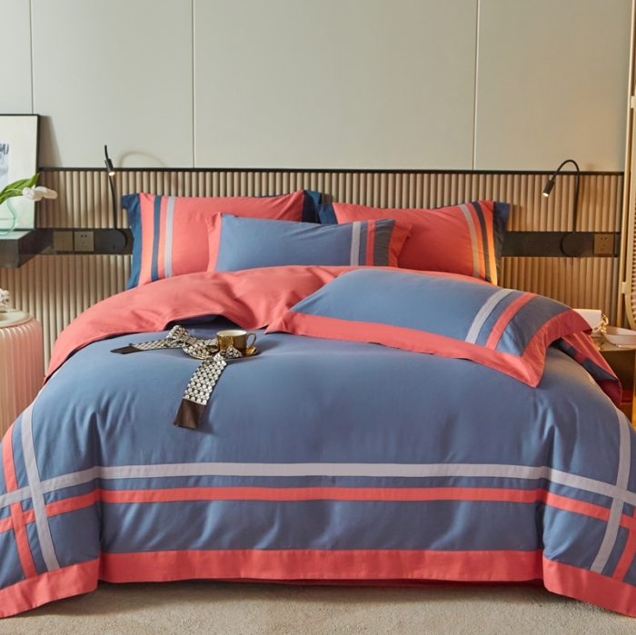 91家纺网 家纺一手货源 找家纺 威克凯丽 秋冬拼接4032磨毛四件套 美丽心语-绅士兰