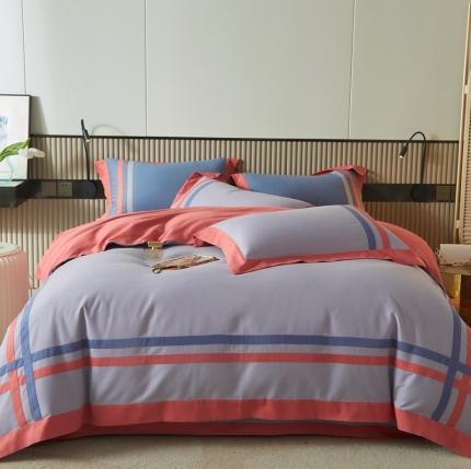 91家纺网 家纺一手货源 找家纺 威克凯丽 秋冬拼接4032磨毛四件套 美丽心语-太空灰