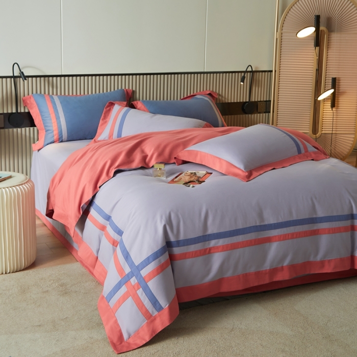 91家纺网 家纺一手货源 找家纺 威克凯丽 秋冬拼接4032磨毛四件套 美丽心语-太空灰