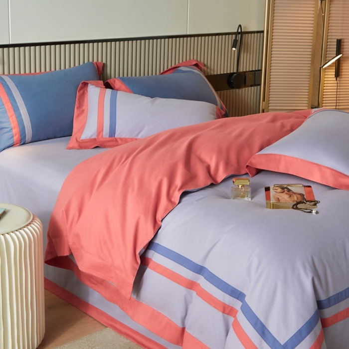 91家纺网 家纺一手货源 找家纺 威克凯丽 秋冬拼接4032磨毛四件套 美丽心语-太空灰