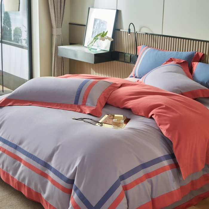 91家纺网 家纺一手货源 找家纺 威克凯丽 秋冬拼接4032磨毛四件套 美丽心语-太空灰