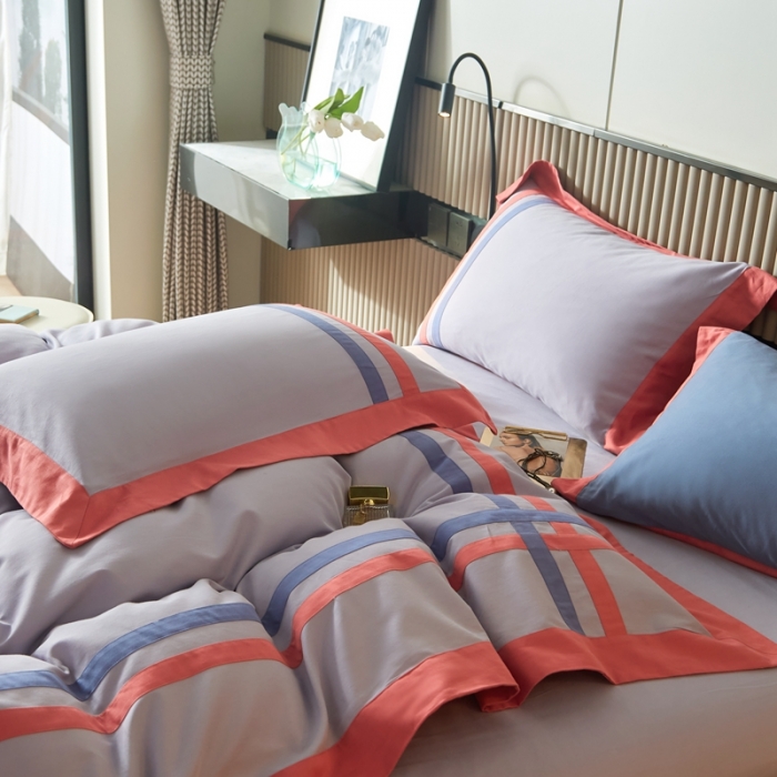 91家纺网 家纺一手货源 找家纺 威克凯丽 秋冬拼接4032磨毛四件套 美丽心语-太空灰