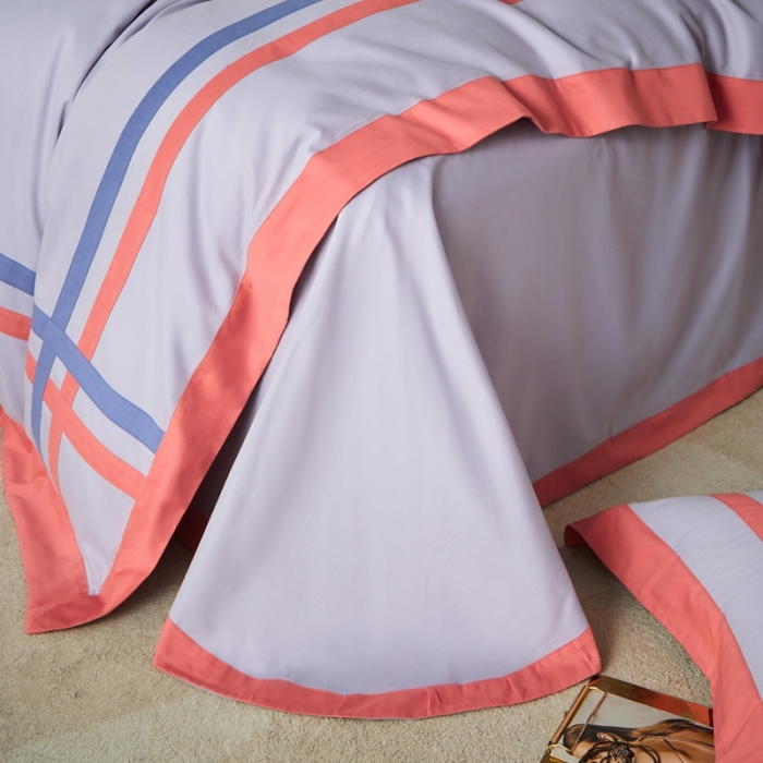 91家纺网 家纺一手货源 找家纺 威克凯丽 秋冬拼接4032磨毛四件套 美丽心语-太空灰