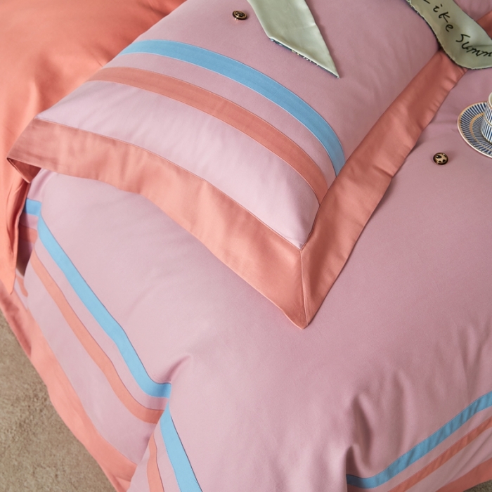 91家纺网 家纺一手货源 找家纺 威克凯丽 秋冬拼接4032磨毛四件套 美丽心语-温馨紫