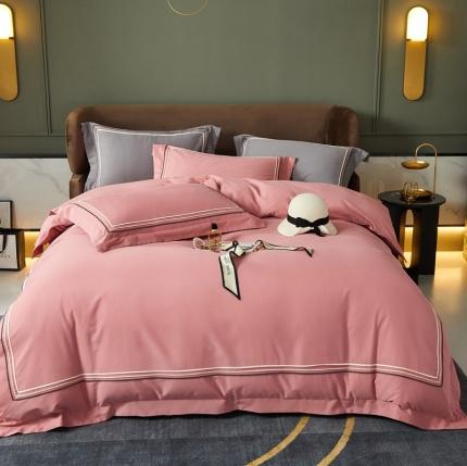 91家纺网 家纺一手货源 找家纺 威克凯丽 秋冬60拼接磨毛四件套 花栖寻梦-豆沙