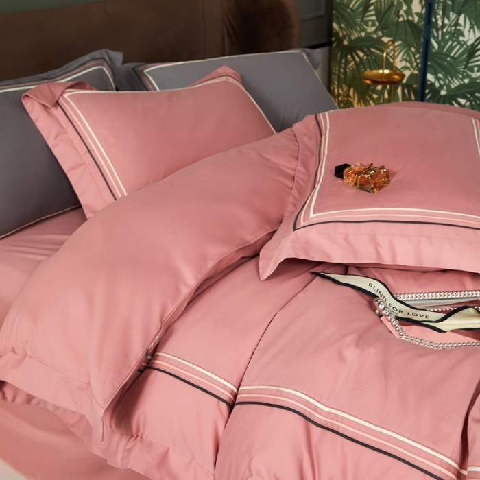 91家纺网 家纺一手货源 找家纺 威克凯丽 秋冬60拼接磨毛四件套 花栖寻梦-豆沙