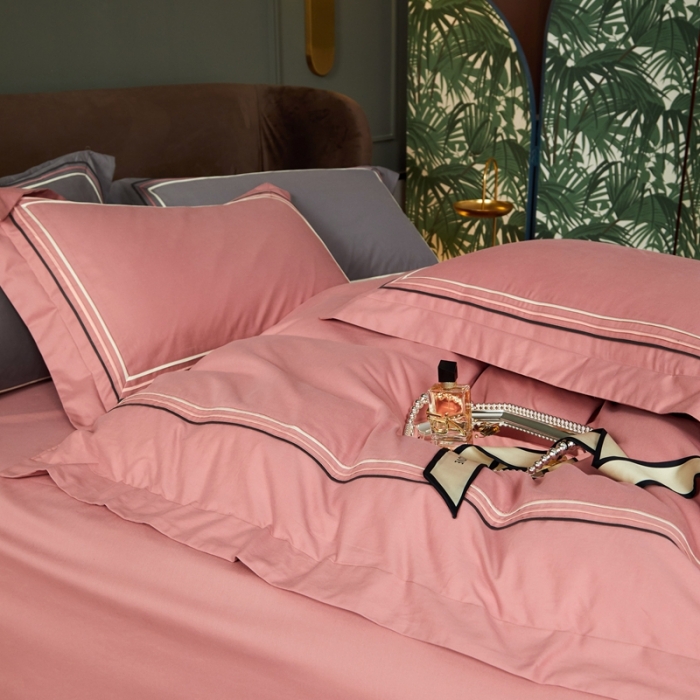 91家纺网 家纺一手货源 找家纺 威克凯丽 秋冬60拼接磨毛四件套 花栖寻梦-豆沙