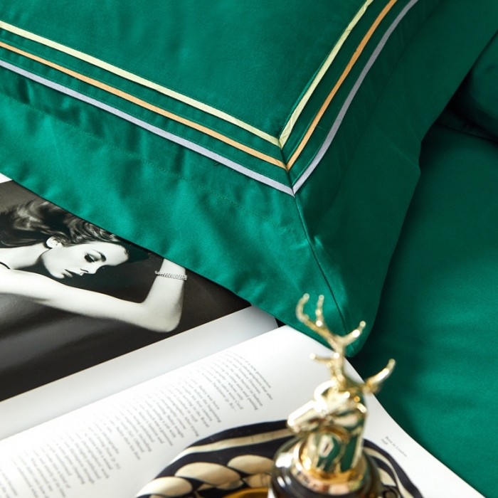 91家纺网 家纺一手货源 找家纺 威克凯丽 秋冬60拼接磨毛四件套 花栖寻梦-孔雀绿