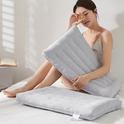 91家纺网 家纺一手货源 找家纺 梦叶草 2021新款阳离子水洗扁平枕芯 灰