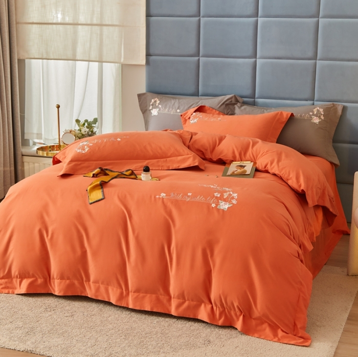 91家纺网 家纺一手货源 找家纺 威克凯丽秋冬绣花3221磨毛四件套布鲁斯系列布鲁斯-爱马仕橙