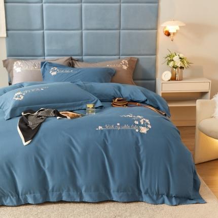 威克凯丽秋冬绣花3221磨毛四件套-布鲁斯系列布鲁斯-宝蓝