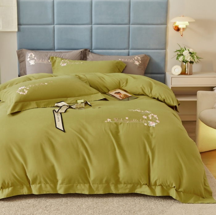 91家纺网 家纺一手货源 找家纺 威克凯丽秋冬绣花3221磨毛四件套布鲁斯系列布鲁斯-丛林绿