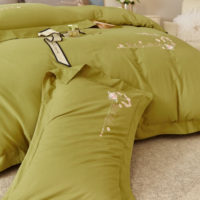 91家纺网 家纺一手货源 找家纺 威克凯丽秋冬绣花3221磨毛四件套布鲁斯系列布鲁斯-丛林绿