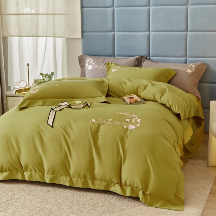 91家纺网 家纺一手货源 找家纺 威克凯丽秋冬绣花3221磨毛四件套布鲁斯系列布鲁斯-丛林绿