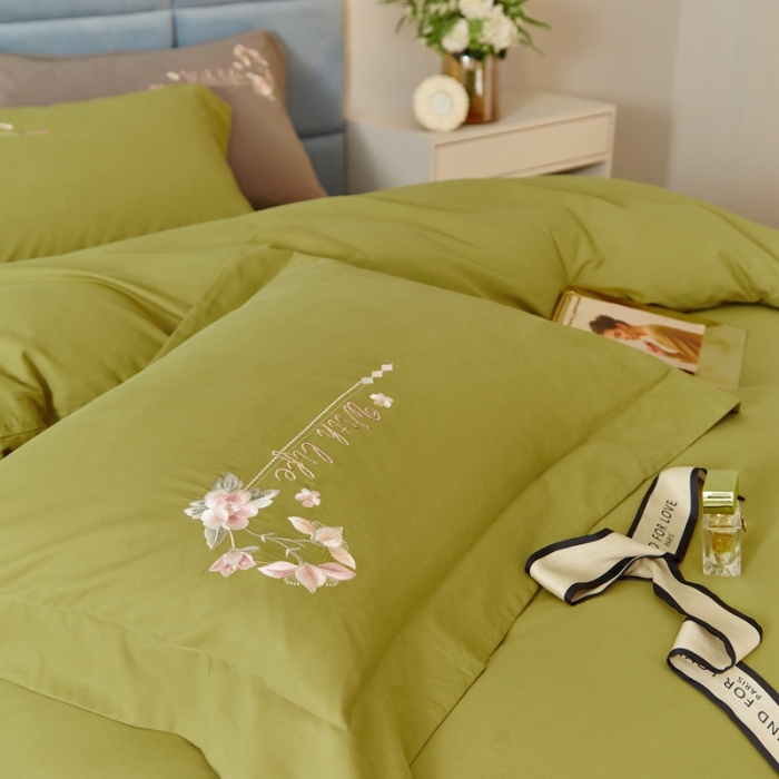 91家纺网 家纺一手货源 找家纺 威克凯丽秋冬绣花3221磨毛四件套布鲁斯系列布鲁斯-丛林绿